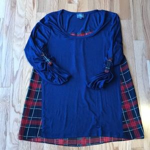Market & Spruce plaid mixed material top